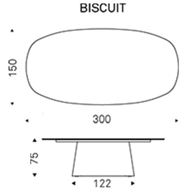 ca. 300x150x75H cm (biscuit)