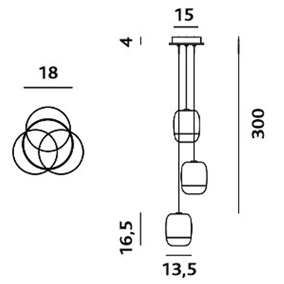 ca.  Ø13,5x16,5H cm - S1 3R - runde Deckenstruktur