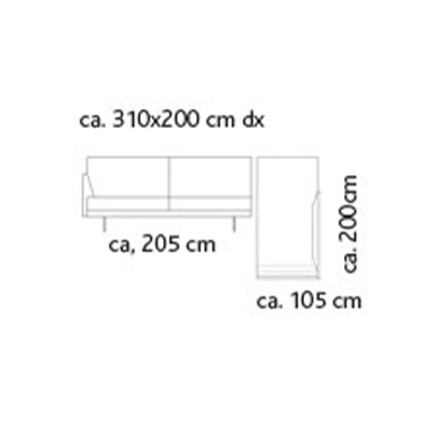 ca. 310x200x87H cm (DX)